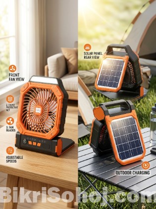 Solar Rechargeable fan with Power Bank